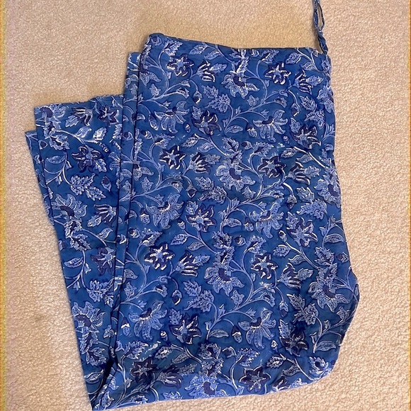 Jaypore Indigo Block Printed Pants with Drawstring Size XL - Picture 1 of 6
